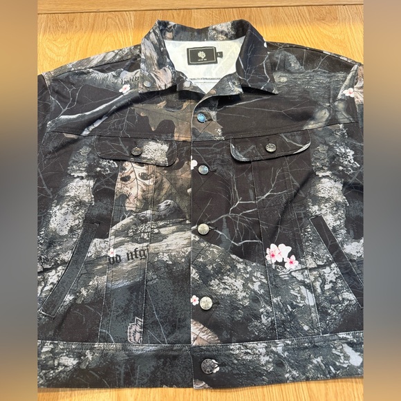 Darc Sport Starry Blossom Woodland Camo Denim Jacket — Size L (Oversized) Sample - Picture 2 of 9